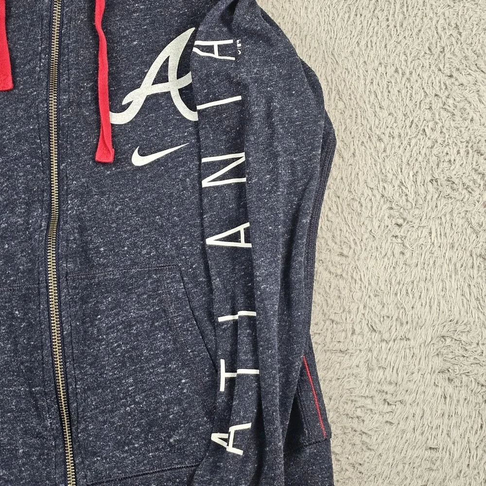 Atlanta‎ Braves Hoodie Womens Small Blue Heather MLB Baseball Nike Full Zip